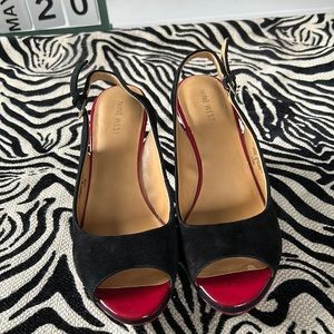 Nine West Black & Red Slingbacks